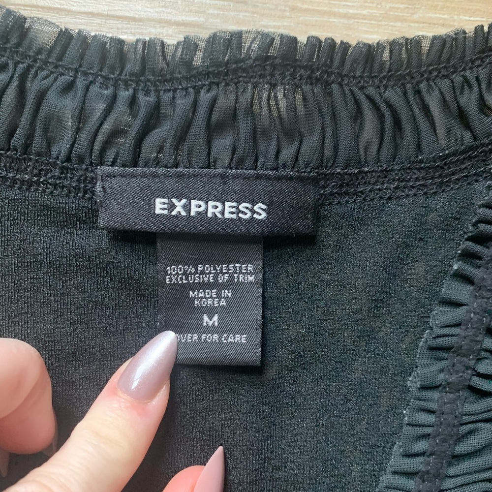 Express Black Ruffled Cardigan M - Picture 2 of 6